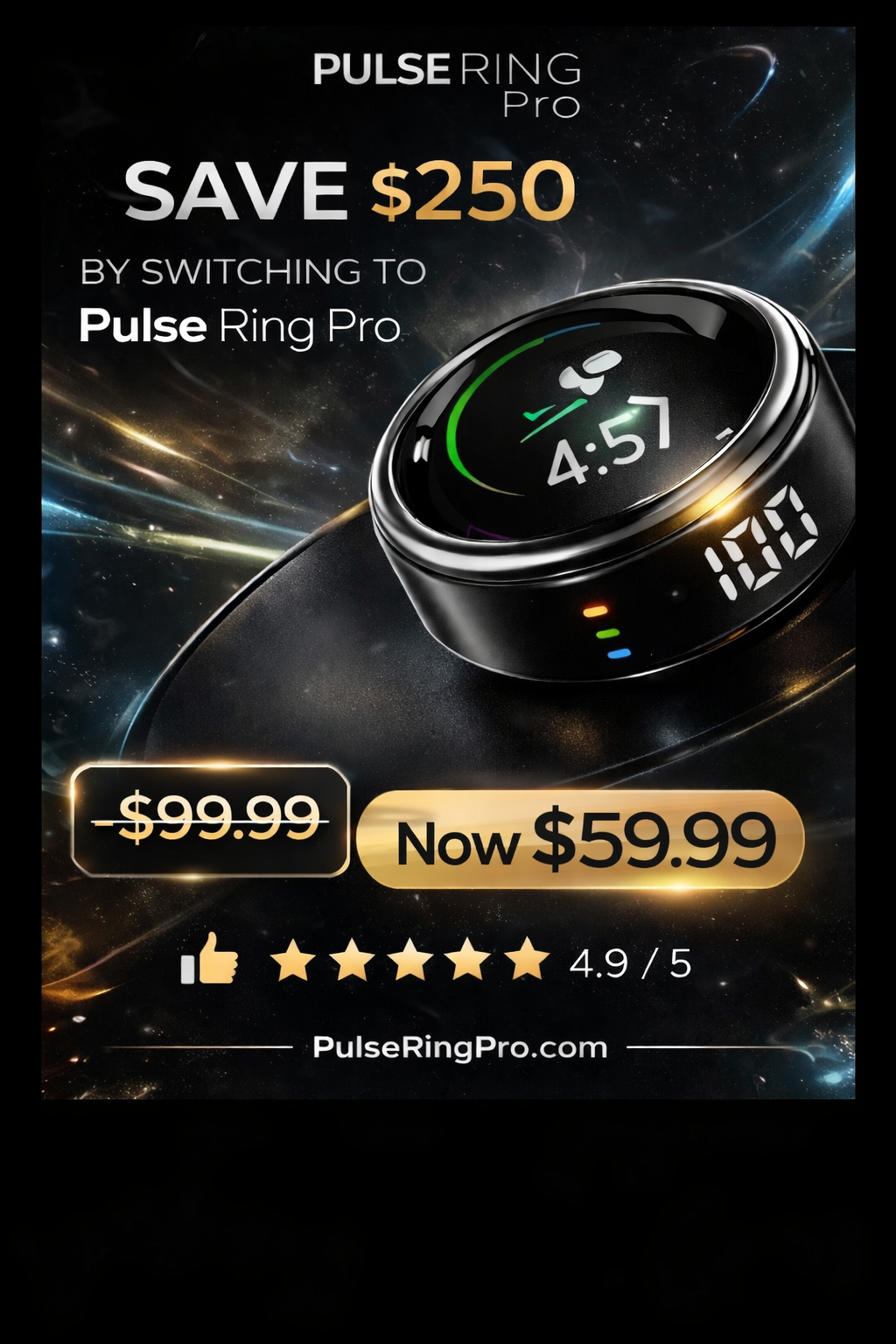 Pulse Ring Pro – Smart Fitness Ring with Heart Rate, Sleep & Activity Tracking
